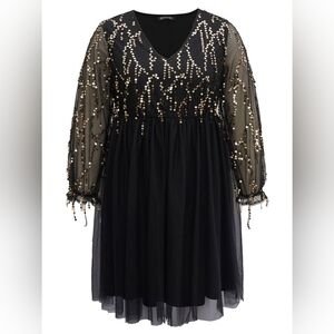 Sequin Mesh Patchwork Tassel Dress